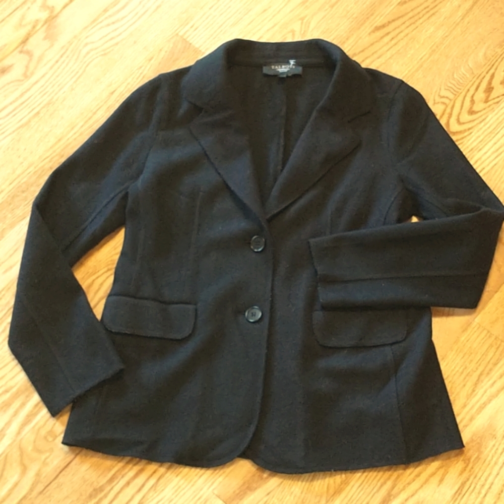 Talbots black wool blend 2 button blazer 8 Petite